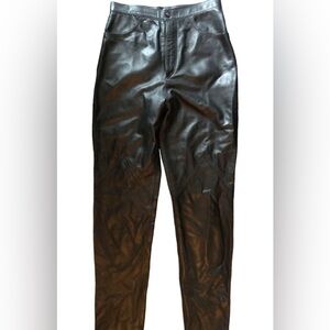 VTG Le Cuir Niko Leather Butter Soft High Waisted Trouser Pant Sz. 14 Black